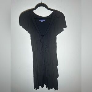 Vivienne Tam Black Tiered Dress Tie up Size medium Ruffled party flutter sleeve‍